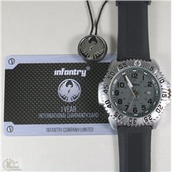NEW INFANTRY MENS12/24HR WRIST WATCH SPORTS SILVER