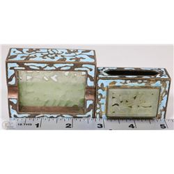 VINTAGE CLOISONNE ENAMELED COPPER SMOKER'S SET