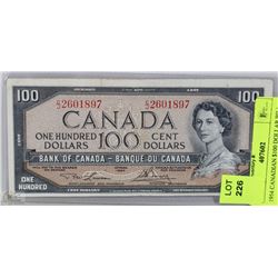 1954 CANADIAN $100 DOLLAR BILL