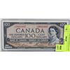 Image 1 : 1954 CANADIAN $100 DOLLAR BILL
