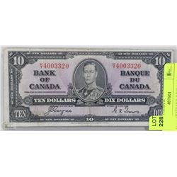 1937 CANADIAN $10 DOLLAR BILL