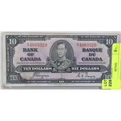 1937 CANADIAN $10 DOLLAR BILL