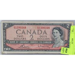 1954 CANADIAN $2 DOLLAR BILL