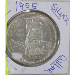 1858-1958 CENTENNIAL BC SILVER DOLLAR COIN