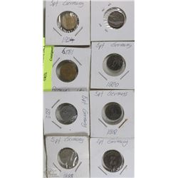 8 GERMAN 5 PFENNIG COINS INCL 1875,1888,1918(2),
