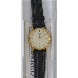 CITIZEN QUARTZ WATCH WITH LEATHER STRAP