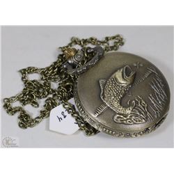 BRONZE POCKET WATCH WITH CHAIN (FISH)