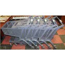 SET OF 5 GREY POLYCART GROCERY CARTS
