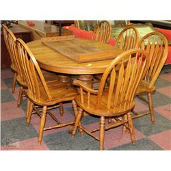 OAK DINING SET INCL TABLE WITH TWO LEAFLETS,
