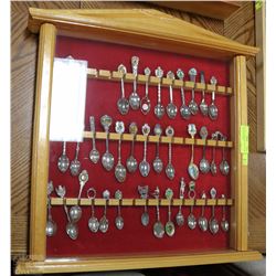 WOODEN HANDMADE COLLECTORS CASE WITH SPOONS