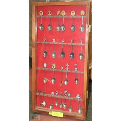 WOODEN HANDMADE COLLECTORS CASE WITH SPOONS