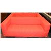 Image 1 : TWO ORANGE FABRIC LOVESEATS