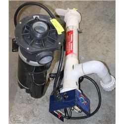 HOT TUB HEATER AND PUMP