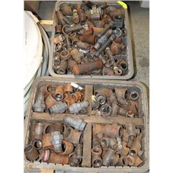 2 GREY BINS OF ASSORTED NATURAL GAS FITTINGS