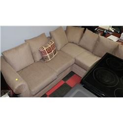 DARK BEIGE FABRIC SECTIONAL WITH ACCENT CUSHIONS