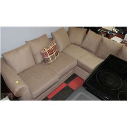 DARK BEIGE FABRIC SECTIONAL WITH ACCENT CUSHIONS