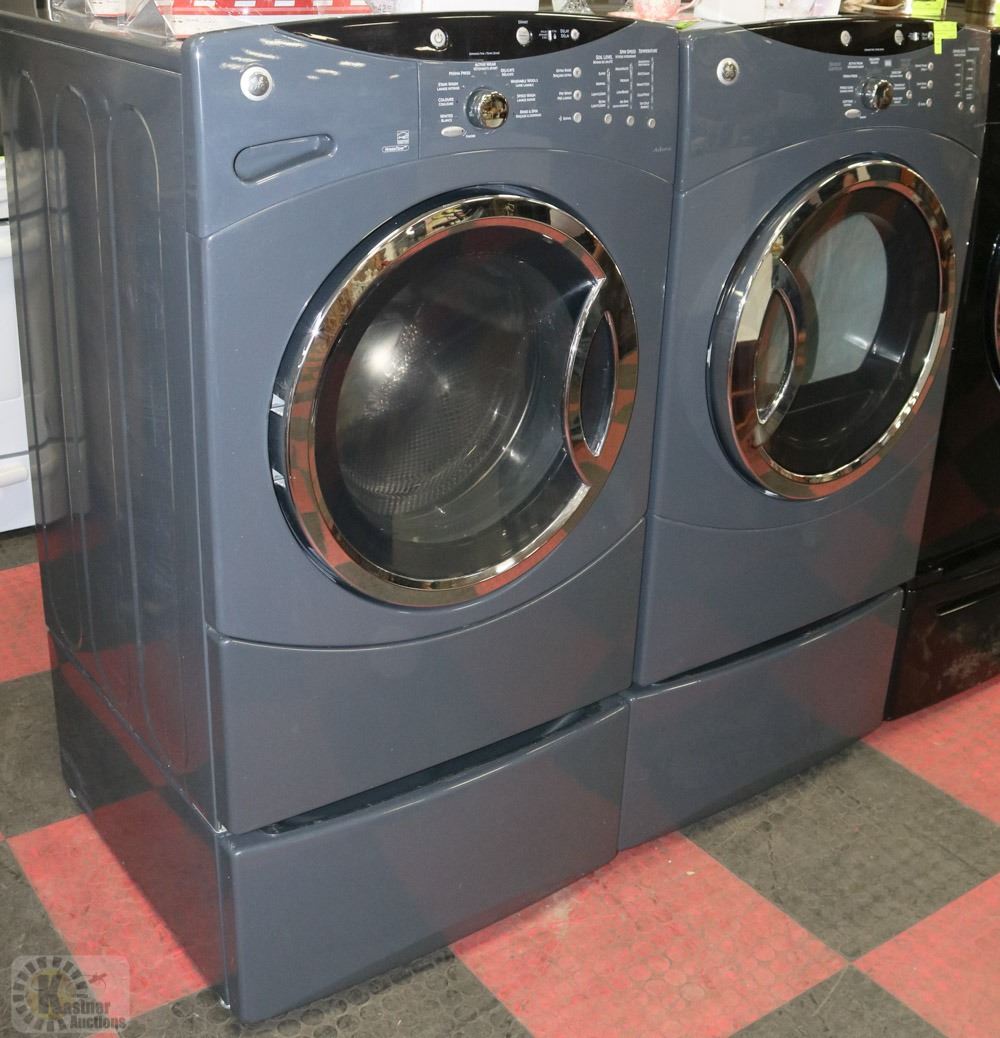 GE DRYER WITH PEDESTAL DRAWER AND GE FRONT LOAD