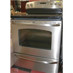 GE STOVE BLACK FLAT TOP WARMING ZONE STAINLESS