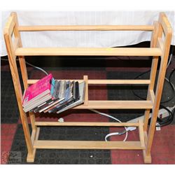 WOOD CD RACK WITH CONTENTS
