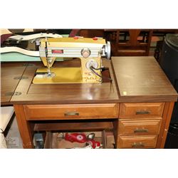 VINTAGE DOMESTIC CABINET SEWING MACHINE
