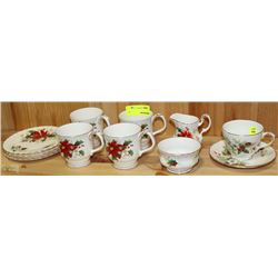 COLLECTION OF ROYAL ALBERT POINSETTIA ENGLISH CUPS