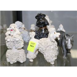ESTATE 7PC POODLE AND RHINOCEROS ORNAMENT