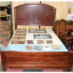 QUEEN BEDFRAME - WOOD HEADBOARD, FOOTBOARD & RAILS