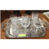 Image 1 : ESTATE SILVERPLATED TRAY WITH CRYSTAL GLASSES