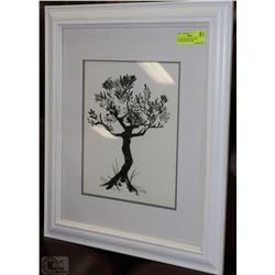 BLACK TREE WATER COLOR PICTURE FRAMED 20X25