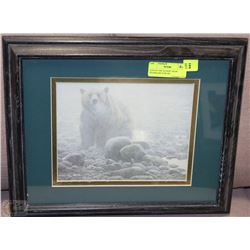 "END OF THE SEASON" BEAR FRAMED PICTURE BY