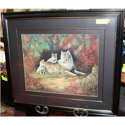 WOLF & CUBS PRINT SIGNED BY ARTIST CAROSELL