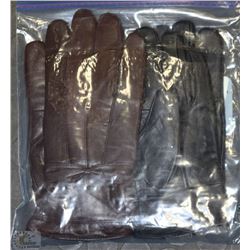 2PK LADIES LEATHER GLOVES ASSORTED SIZES