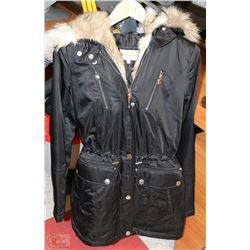 SHELLI SEGAL BLACK WINTER JACKET W/FAUX