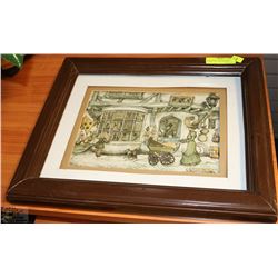 ANTON PIECK DECOUPAGE 3D FRAMED ART "THE TOY SHOP
