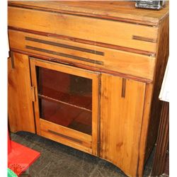 ANTIQUE SOLID WOOD CABINET WITH 2 DRAWERS & DOOR