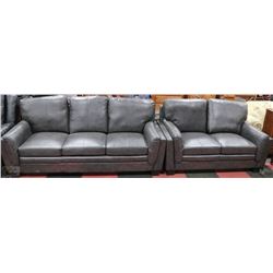 NEW CHARCOAL GREY LEATHERETTE SOFA AND LOVESEAT