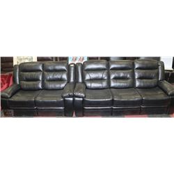 NEW BLAKE BLACK LEATHERETTE RECLINING SOFA AND