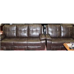 NEW ROCKPORT BROWN LEATHERETTE RECLINING SOFA