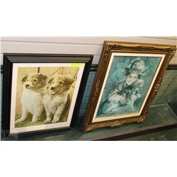 PAIR OF LARGE DOG THEMED PRINTS IN FRAMES