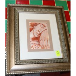 FRAMED PASTEL DRAWING OF A WOMAN