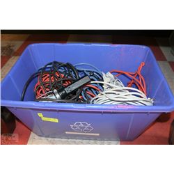 BOX OF ELECTRICAL CABLES AND EXTENSION LIGHT