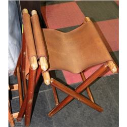 PAIR OF FOLDING WOOD AND LEATHER STOOLS