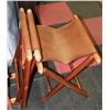 Image 1 : PAIR OF FOLDING WOOD AND LEATHER STOOLS