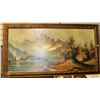 Image 1 : LARGE VINTAGE FRAMED MOUNTAIN SCENE PICTURE