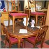Image 1 : WOODEN ORNATE  TABLE WITH 6 CHAIRS WITH LEATHER