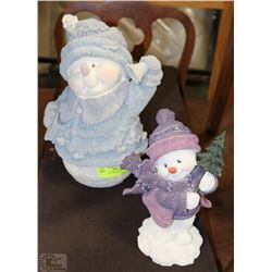 2 SNOWMAN FIGURINES