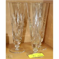 SET OF 3 PINWHEEL CRYSTAL TALL GLASSES