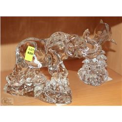 PAIR OF LEAD CRYSTAL ELEPHANT AND DOLPHIN