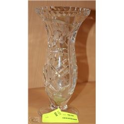 ESTATE FLORAL ETCHED CRYSTAL VASE