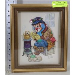 SIGNED 1982 CLOWN PICTURE K.CHIN